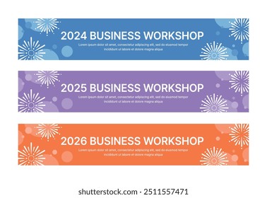 Set of business banner design templates in modern, geometry, abstract shape pattern style for schools, companies, workshops, events and presentations.