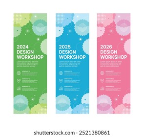 Set of business banner design templates in modern, abstract pattern style for schools, companies, workshops, events and presentations. Layout design template for banner, flyer, brochure, panel etc.