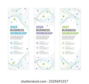 Set of business banner design templates in modern, abstract pattern style for schools, companies, workshops, events and presentations. Layout design template for banner, flyer, brochure, panel etc.