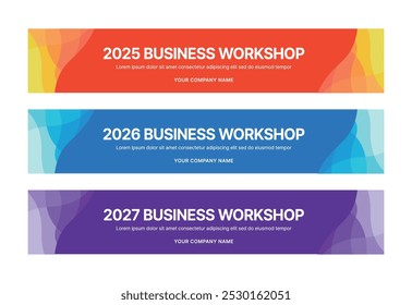 Set of business banner design templates in modern, geometry, abstract shape pattern style for schools, companies, workshops, events and conference. 