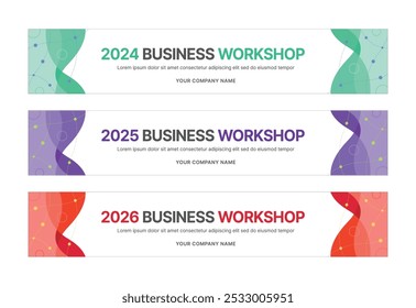 Conjunto de modelos de design de banner de negócios em moderno, geometria, estilo de padrão de forma abstrata para escolas, empresas, workshops, eventos e conferência. 