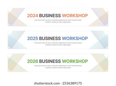 Set von Business-Banner-Design-Vorlagen im modernen, abstrakten Muster-Stil für Schulen, Unternehmen, Workshops, Veranstaltungen und Präsentationen. Layout-Design-Vorlage für Banner, Flyer, Broschüre, Panel usw.