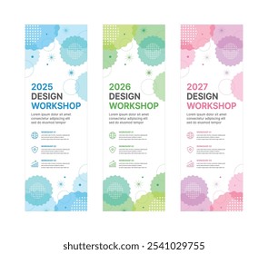 Conjunto de modelos de design de banner de negócios em estilo de padrão moderno e abstrato para escolas, empresas, workshops, eventos e apresentações. Modelo de design de layout para banner, folheto, brochura, painel etc.