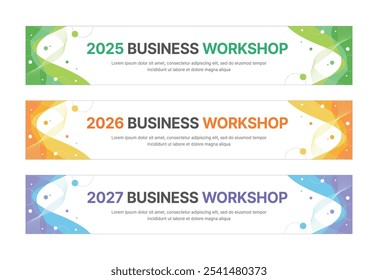 Set von Business-Banner-Design-Vorlagen im modernen, abstrakten Muster-Stil für Schulen, Unternehmen, Workshops, Veranstaltungen und Präsentationen. Layout-Design-Vorlage für Banner, Flyer, Broschüre, Panel usw.