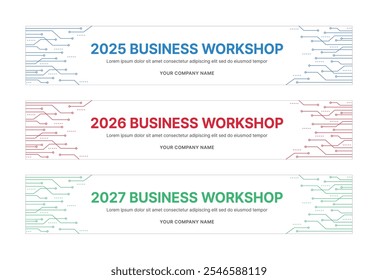 Set of business banner design templates in modern, abstract pattern style for schools, companies, workshops, events and presentations. Layout design template for banner, flyer, brochure, panel etc.