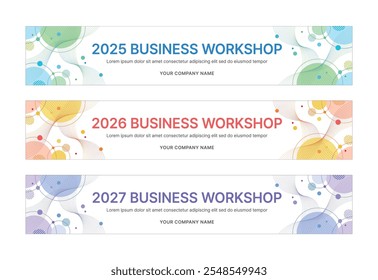 Conjunto de modelos de design de banner de negócios em estilo de padrão moderno e abstrato para seminários, conferências, workshops, eventos e apresentações. Modelo de design de layout para banner, folheto, brochura, painel etc.