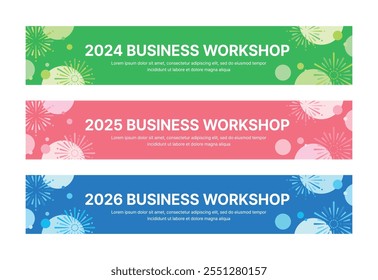 Eine Reihe von Business-Banner-Design-Vorlagen in modernen, geometrischen, abstrakten Muster-Stil für Medizin, Bio, Gen, Zelle, Wissenschaft, Krankenhaus Konzept Seminare, Workshops, Konferenzen, Forschung, etc.