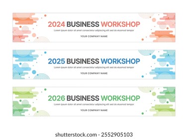 Conjunto de modelos de design de banner de negócios em estilo de padrão moderno e abstrato para seminários, conferências, workshops, eventos e apresentações. Modelo de design de layout para banner, folheto, brochura, painel etc.