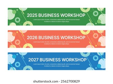 Set of business banner design templates in modern, geometry, abstract shape pattern style for school, company, workshop, seminar, presentation, event and conference. 