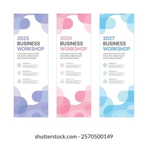 Set of business banner design templates in modern, geometry, abstract shape pattern style for school, company, workshop, seminar, presentation, event and conference. 