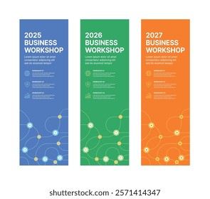 Set of business banner design templates in modern, geometry, abstract shape pattern style for school, company, workshop, seminar, presentation, event and conference. 