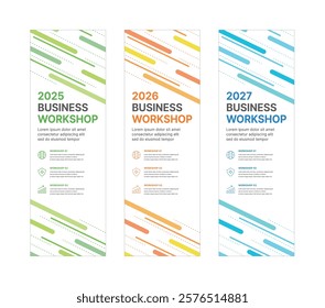 Set of business banner design templates in modern, geometry, abstract shape pattern style for school, company, workshop, seminar, presentation, event and conference. 