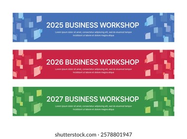 Set of business banner design templates in modern, geometry, abstract shape pattern style for school, company, workshop, seminar, presentation, event and conference. 