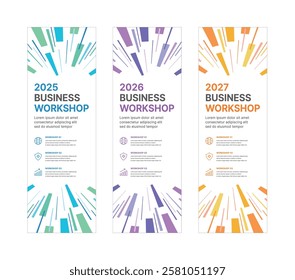 Set of business banner design templates in modern, geometry, abstract shape pattern style for school, company, workshop, seminar, presentation, event and conference. 