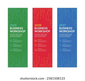 Set of business banner design templates in modern, geometry, abstract shape pattern style for school, company, workshop, seminar, presentation, event and conference. 