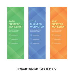Set of business banner design templates in modern, geometry, abstract shape pattern style for school, company, workshop, seminar, presentation, event and conference. 