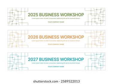 Set of business banner design templates in modern, geometry, abstract shape pattern style for school, company, workshop, seminar, presentation, event and conference. 