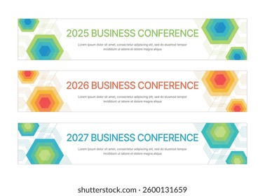 Set of business banner design templates in modern, geometry, abstract shape pattern style for school, company, workshop, seminar, presentation, event and conference. 