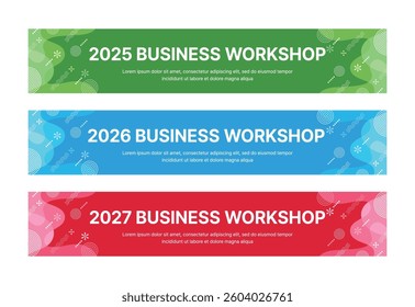 Set of business banner design templates in modern, geometry, abstract shape pattern style for school, company, workshop, seminar, presentation, event and conference. 