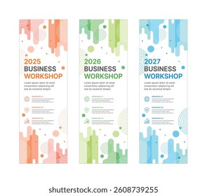 Set of business banner design templates in modern, geometry, abstract shape pattern style for school, company, workshop, seminar, presentation, event and conference. 
