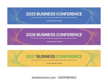 Set of business banner design templates in modern, geometry, abstract shape pattern style for school, company, workshop, seminar, presentation, event and conference. 