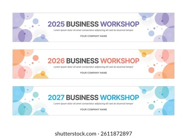 Set of business banner design templates in modern, geometry, abstract shape pattern style for school, company, workshop, seminar, presentation, event and conference. 