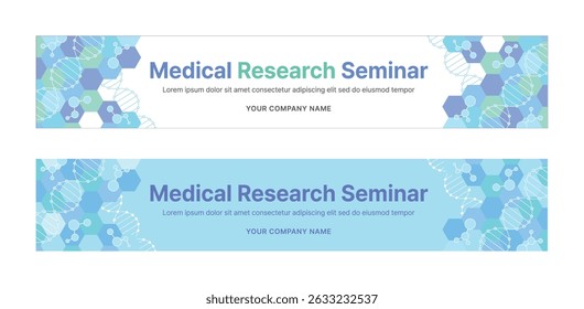 Um conjunto de modelos de design de banner de negócios em estilo de padrão moderno, geométrico, abstrato para seminários de conceito médico, hospitalar, workshops, conferências, apresentações, etc.