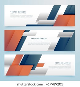 set of business banners in geometric shape style