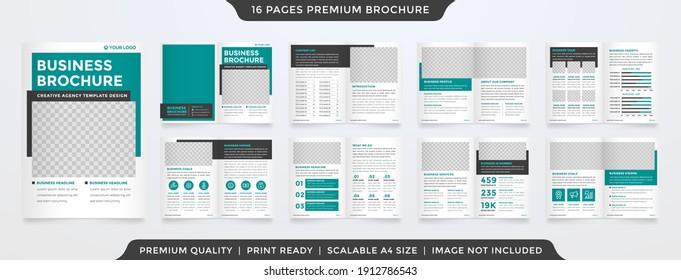 set of business bifold brochure template with modern style and minimalist layout design use for business profile and proposal