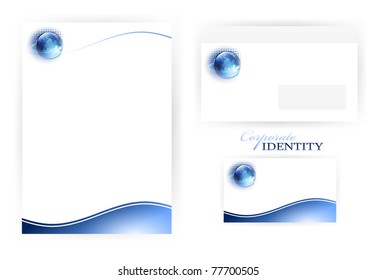 set of Business blank templates with  earth and digital fibers