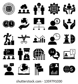 The set of business - brain, brainstorm class, education desk, job agreement, deal shipairplane, bag door, employee eye, global
