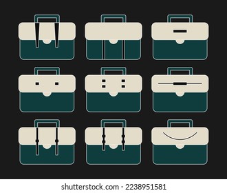 set of business briefcase illustration