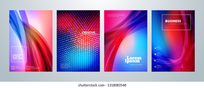 Set of business brochure cover design templates. Modern business flyer or poster with abstract colorful background