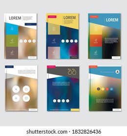 Set business brochure design vector template in A4 size, with blur background