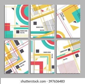 Set of business card. Abstract geometric design, brochure title sheet, creative text frame surface, EPS10. Vector flyer template design. For business brochure, leaflet or magazine cover