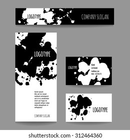  Set with business card and banner. Vector company style for brandbook and guideline.  Artistic design with blots can be used for art companies, creative people or other variants of your design