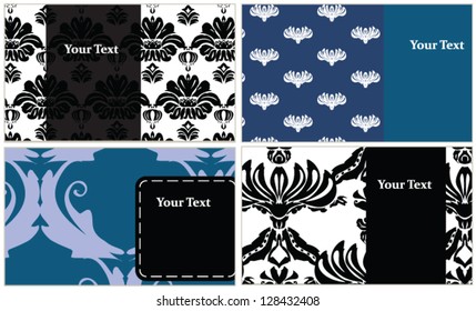 Set of business card, damask pattern