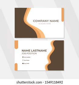 Set of Business Card Design with Abstract Fluid Shape and Milky Brown Color. Print Template