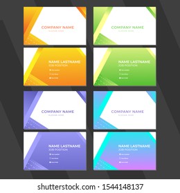 Set of Business Card Design with Triangle Shape and Gradient Background