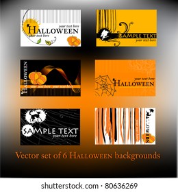 set of business card designs for Halloween - vector illustration