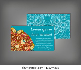 Set of business card, flyer template, abstract elegant pattern vector design editable. Hand drawn background. Islam, Arabic, Indian, ottoman. Mandala motifs.