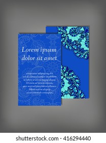 Set of business card, flyer template, abstract elegant pattern vector design editable. Hand drawn background. Islam, Arabic, Indian, ottoman. Mandala motifs.