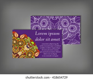 Set of business card, flyer template, abstract elegant pattern vector design editable. Hand drawn background. Islam, Arabic, Indian, ottoman. Mandala motifs