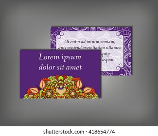 Set of business card, flyer template, abstract elegant pattern vector design editable. Hand drawn background. Islam, Arabic, Indian, ottoman. Mandala motifs