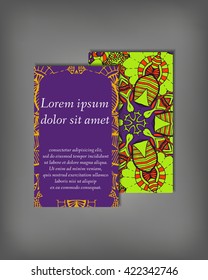 Set of business card, flyer template, abstract elegant pattern vector design editable. Hand drawn background. Islam, Arabic, Indian, ottoman. Mandala motifs.
