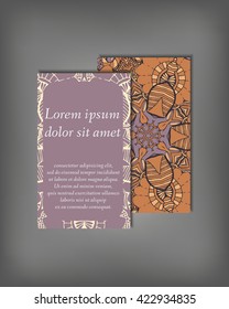 Set of business card, flyer template, abstract elegant pattern vector design editable. Hand drawn background. Islam, Arabic, Indian, ottoman. Mandala motifs.