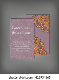 Set of business card, flyer template, abstract elegant pattern vector design editable. Hand drawn background. Islam, Arabic, Indian, ottoman. Mandala motifs.