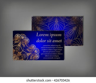 Set of business card, flyer template, abstract elegant pattern vector design editable. Hand drawn background. Islam, Arabic, Indian, ottoman. Mandala motifs.