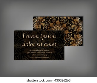 Set of business card, flyer template, abstract elegant pattern vector design editable. Hand drawn background. Islam, Arabic, Indian, ottoman. Mandala motifs.