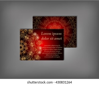 Set of business card, flyer template, abstract elegant pattern vector design editable. Hand drawn background. Islam, Arabic, Indian, ottoman. Mandala motifs.